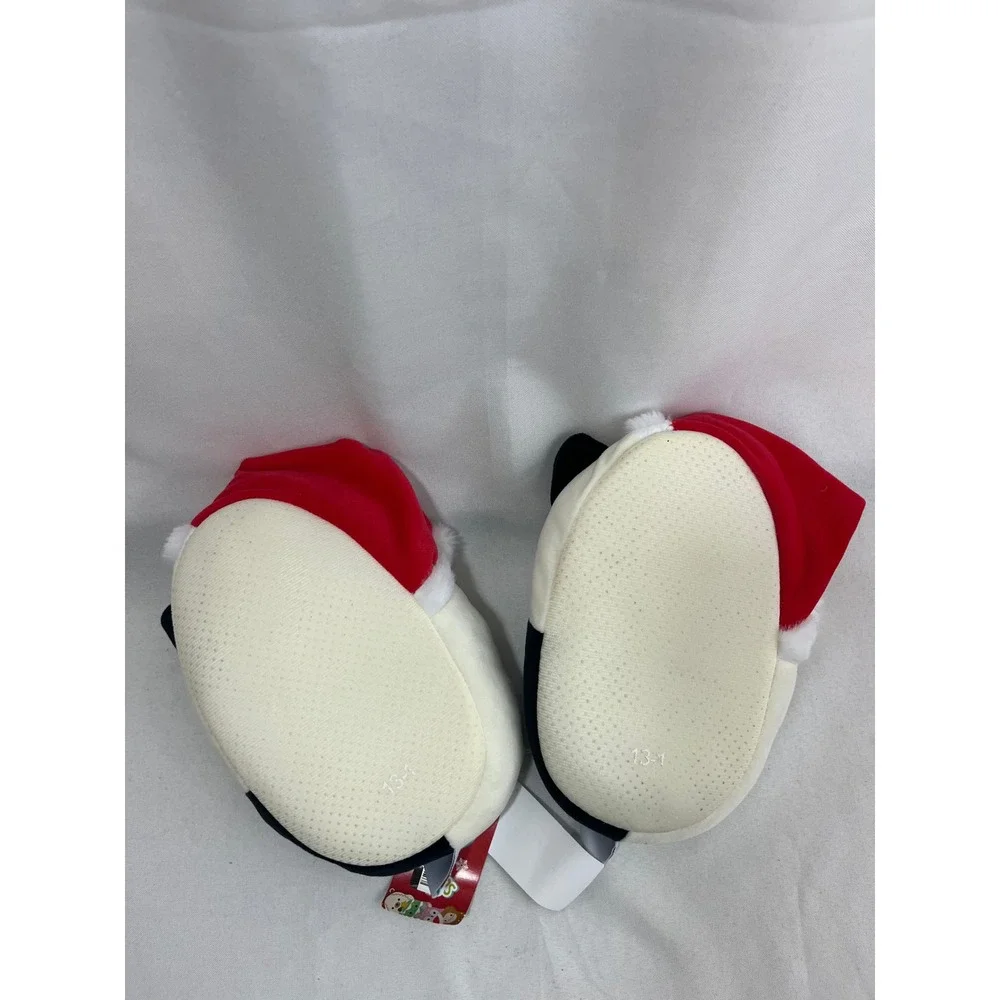 Squishmallows Santa Hat Cat Kids Slippers Off-White Christmas Size 13/1 NEW